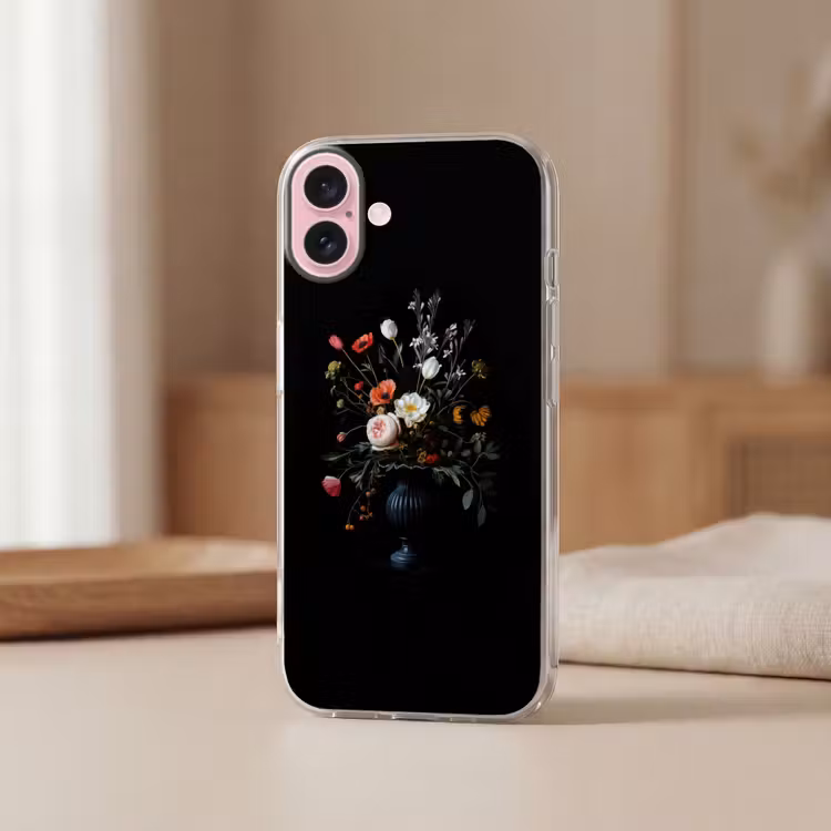 Telefoonhoesje - Bloemstuk - Vaas - Zwart — 3