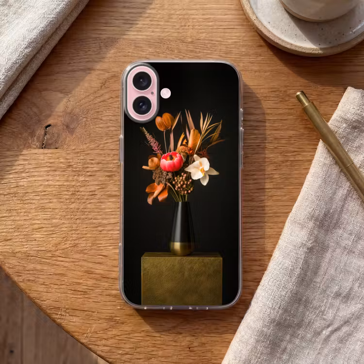 Telefoonhoesje - Boeket - Oranje - Gouden - vaas — 2