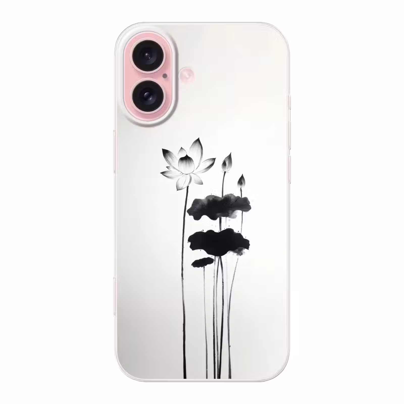 Telefoonhoesje - Bladeren - Zwart - Lotusbloem - Minimalitisch — 1