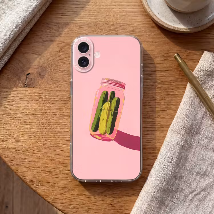 Telefoonhoesje - Augurken - Pot - Schaduw - Roze — 2