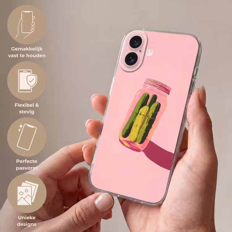 Telefoonhoesje - Augurken - Pot - Schaduw - Roze — 4