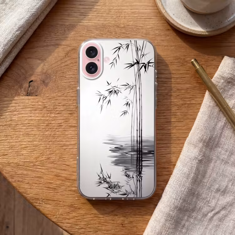 Telefoonhoesje - Bamboestammen - Water - Minimalistisch - Wit — 2