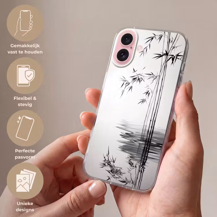 Telefoonhoesje - Bamboestammen - Water - Minimalistisch - Wit — 4