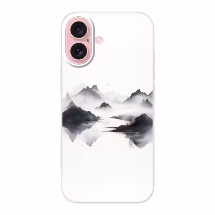 Telefoonhoesje - Bergen - Mistig - Water - Wit — 1