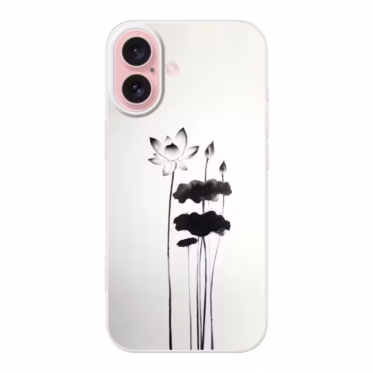 Telefoonhoesje - Bladeren - Zwart - Lotusbloem - Minimalitisch — 1