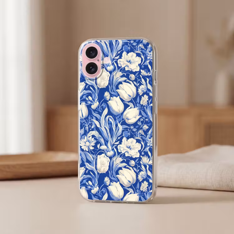 Telefoonhoesje - Bloemen - Delfts Blauw - Patroon - Tulp — 3