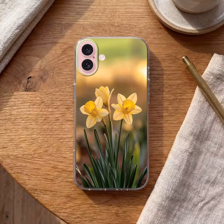 Telefoonhoesje - Bloemen - Geel - Wazig — 2