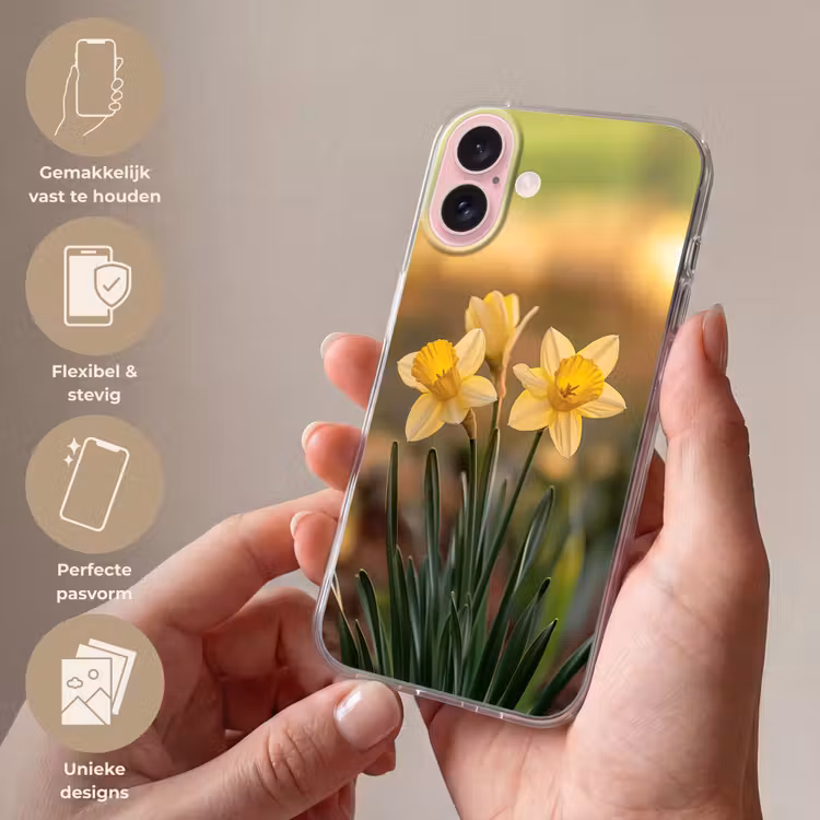 Telefoonhoesje - Bloemen - Geel - Wazig — 4