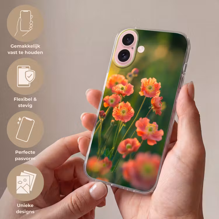 Telefoonhoesje - Bloemenveld - Zonnestralen - Oranje — 4