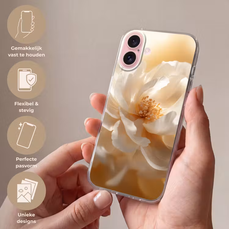 Telefoonhoesje - Close up - Pioenroos - Wit — 4