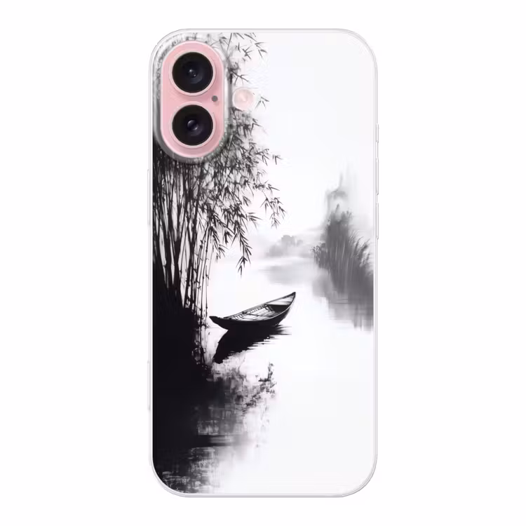 Telefoonhoesje - Boot - Rivier - Bamboe - Wit — 1