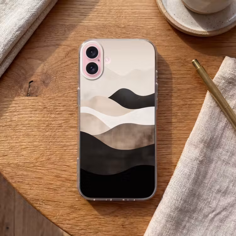 Telefoonhoesje - Abstract - Landschap - Golven - Crèmekleur — 2