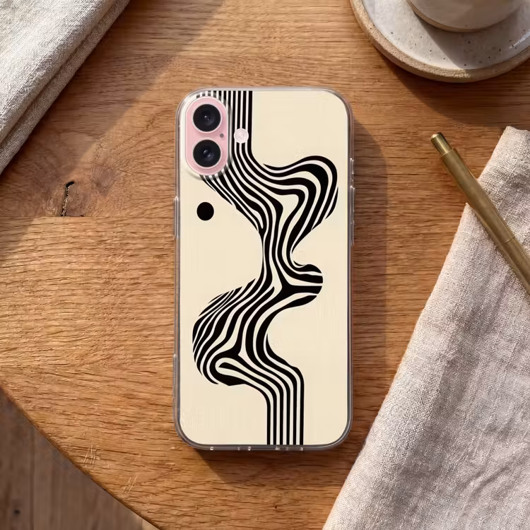 Telefoonhoesje - Beige - Lijnen - Golvend - Abstract — 2