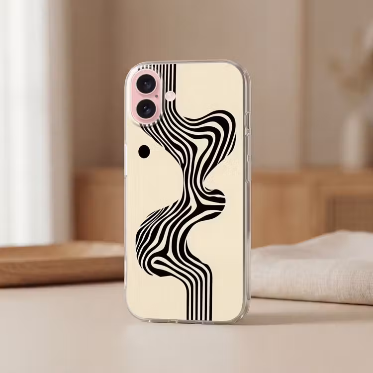 Telefoonhoesje - Beige - Lijnen - Golvend - Abstract — 3