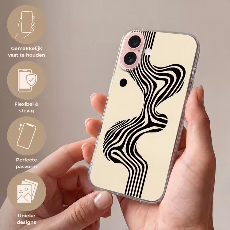 Telefoonhoesje - Beige - Lijnen - Golvend - Abstract — 4
