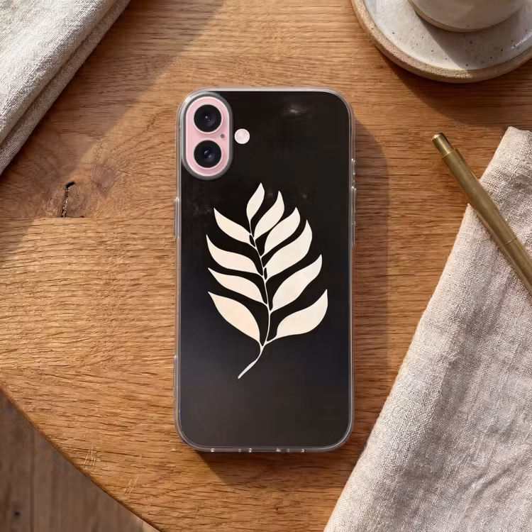 Telefoonhoesje - Blad - Wit - Minimalistisch — 2
