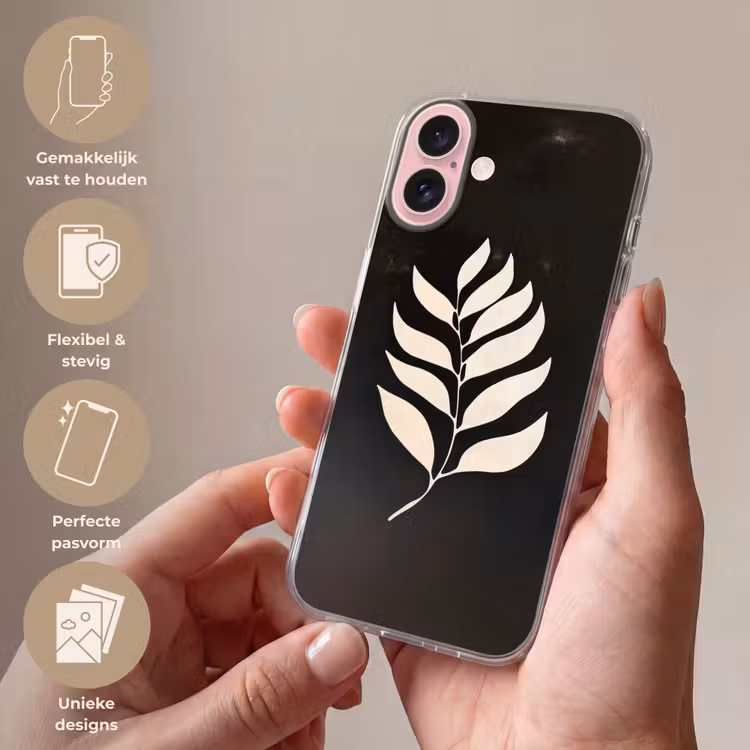 Telefoonhoesje - Blad - Wit - Minimalistisch — 4