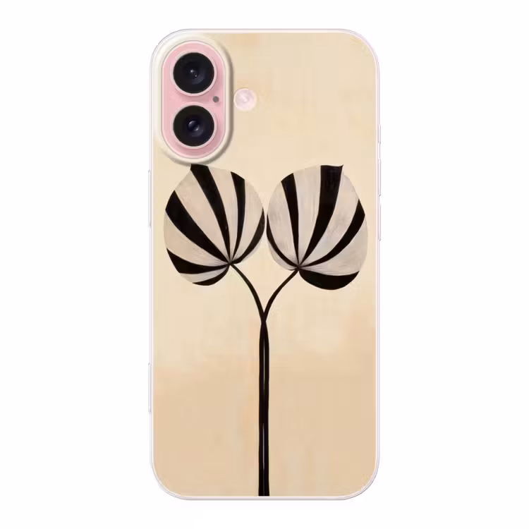 Telefoonhoesje - Bladeren - Gestreept - Stengel - Beige — 1