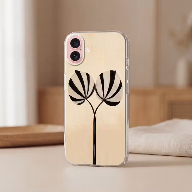 Telefoonhoesje - Bladeren - Gestreept - Stengel - Beige — 3