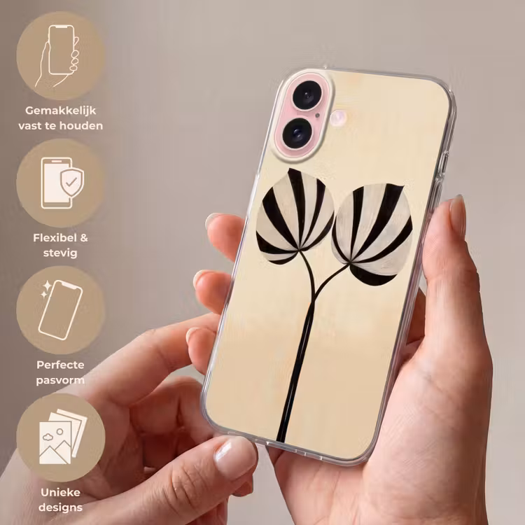 Telefoonhoesje - Bladeren - Gestreept - Stengel - Beige — 4