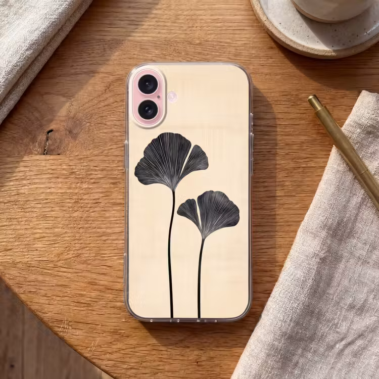 Telefoonhoesje - Bladeren - Minimalistisch - Zwart — 2