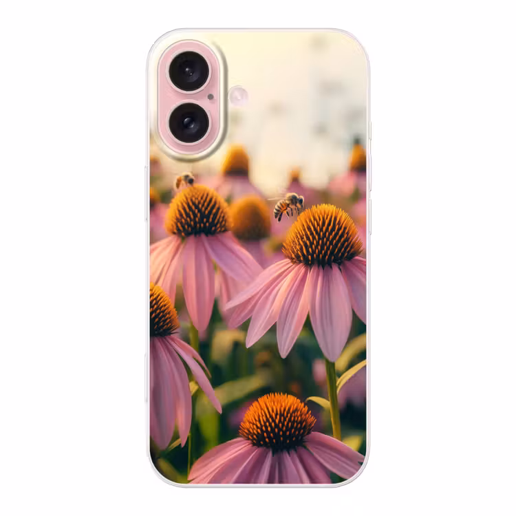 Telefoonhoesje - Bloemen - Paars - Bijen — 1