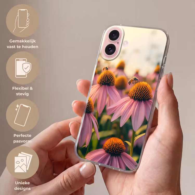 Telefoonhoesje - Bloemen - Paars - Bijen — 4