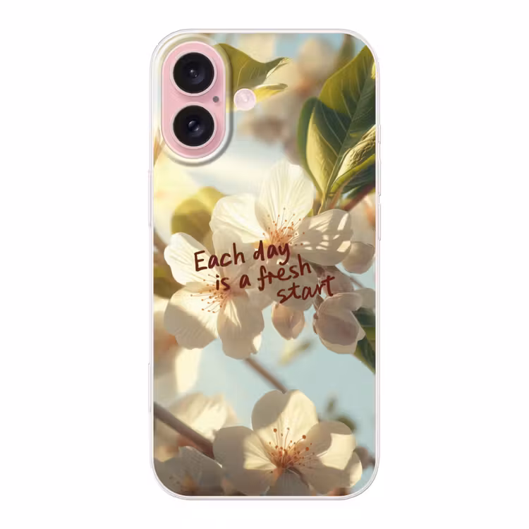 Telefoonhoesje - Bloesems - Zonlicht - Quote - Wit — 1