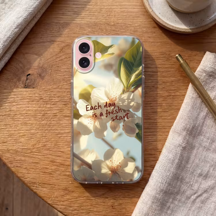 Telefoonhoesje - Bloesems - Zonlicht - Quote - Wit — 2