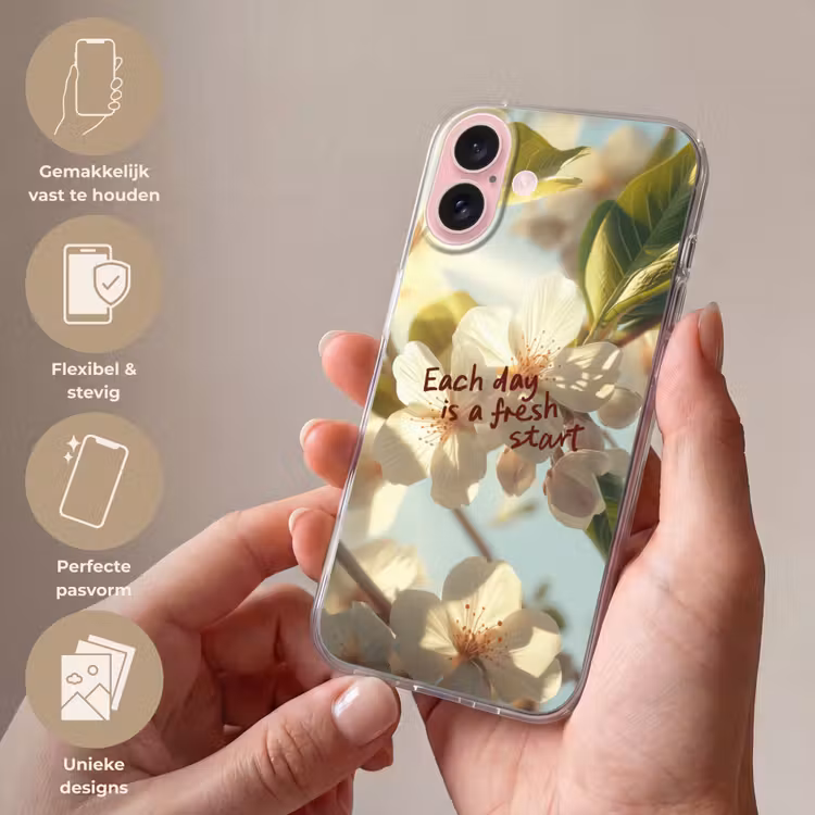 Telefoonhoesje - Bloesems - Zonlicht - Quote - Wit — 4
