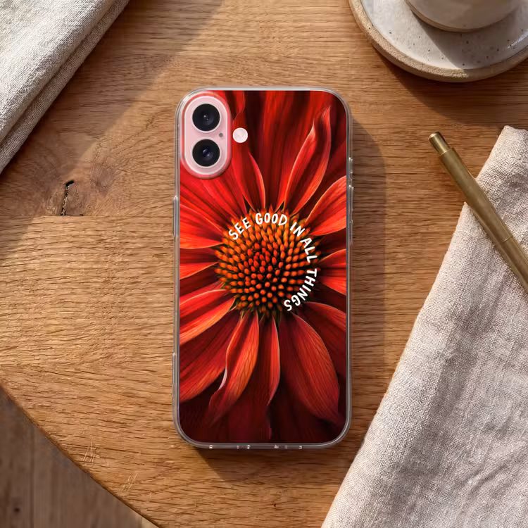 Telefoonhoesje - Close up - Bloem - Quote - Rood — 2