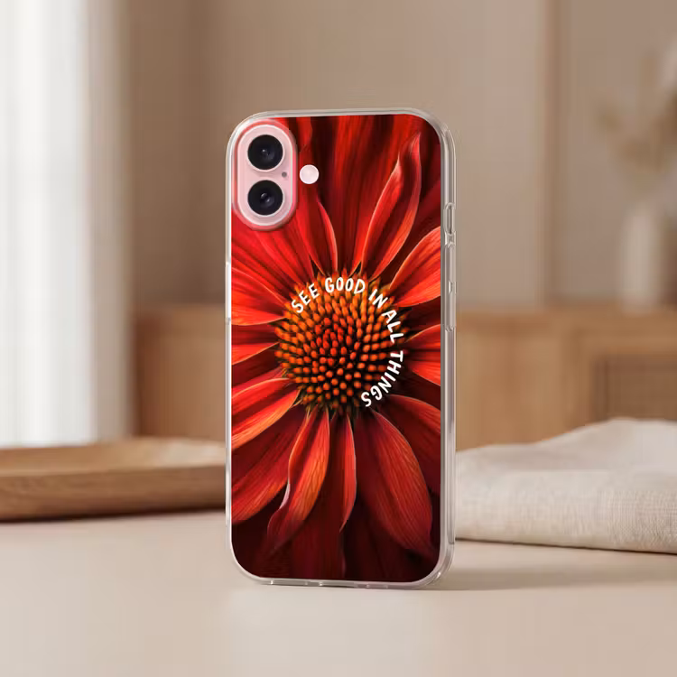 Telefoonhoesje - Close up - Bloem - Quote - Rood — 3