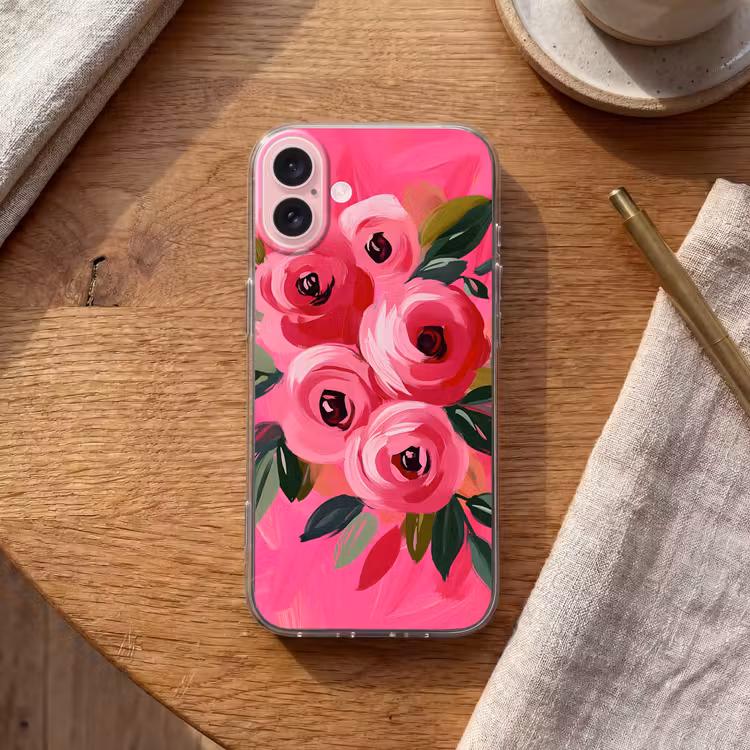Telefoonhoesje - Bloemen - Verf - Roze — 2