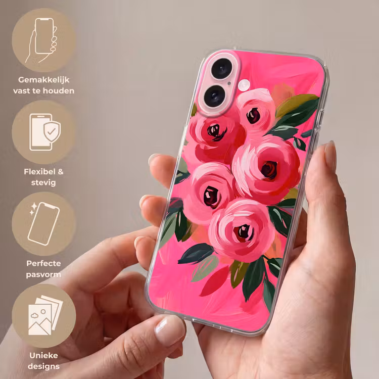 Telefoonhoesje - Bloemen - Verf - Roze — 4