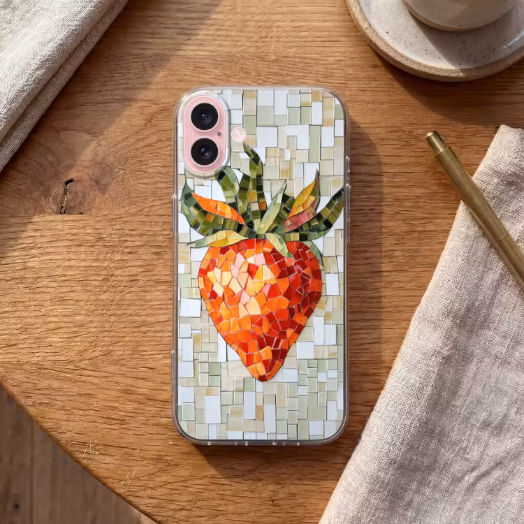 Telefoonhoesje - Aardbei - Rood - Mozaïek - Fruit — 2