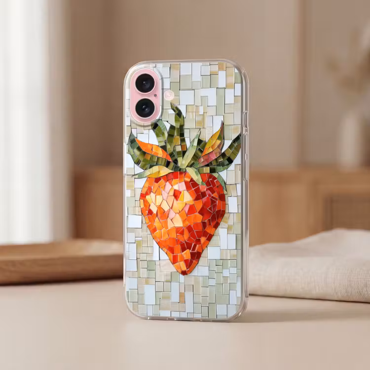 Telefoonhoesje - Aardbei - Rood - Mozaïek - Fruit — 3