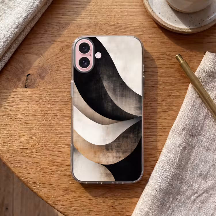 Telefoonhoesje - Abstract - Golven - Zwart - Verweerd — 2