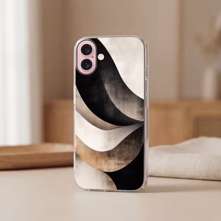 Telefoonhoesje - Abstract - Golven - Zwart - Verweerd — 3