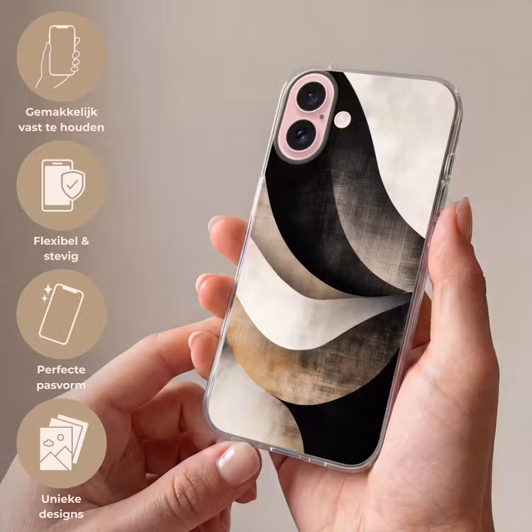Telefoonhoesje - Abstract - Golven - Zwart - Verweerd — 4