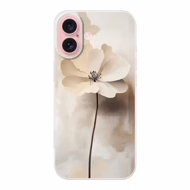 Telefoonhoesje - Bloem - Beige - Verf - Schaduw — 1