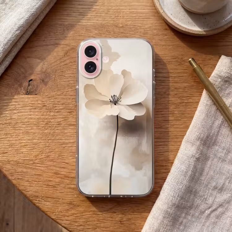 Telefoonhoesje - Bloem - Beige - Verf - Schaduw — 2