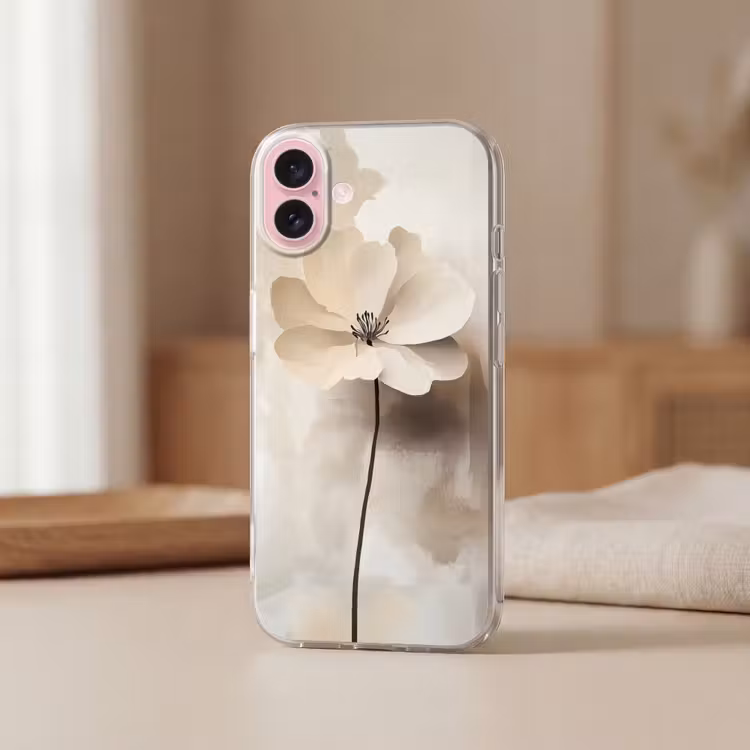 Telefoonhoesje - Bloem - Beige - Verf - Schaduw — 3