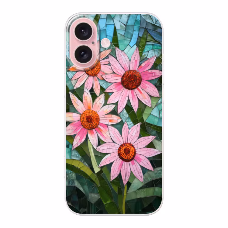 Telefoonhoesje - Bloemen - Roze - Glasmozaïek — 1