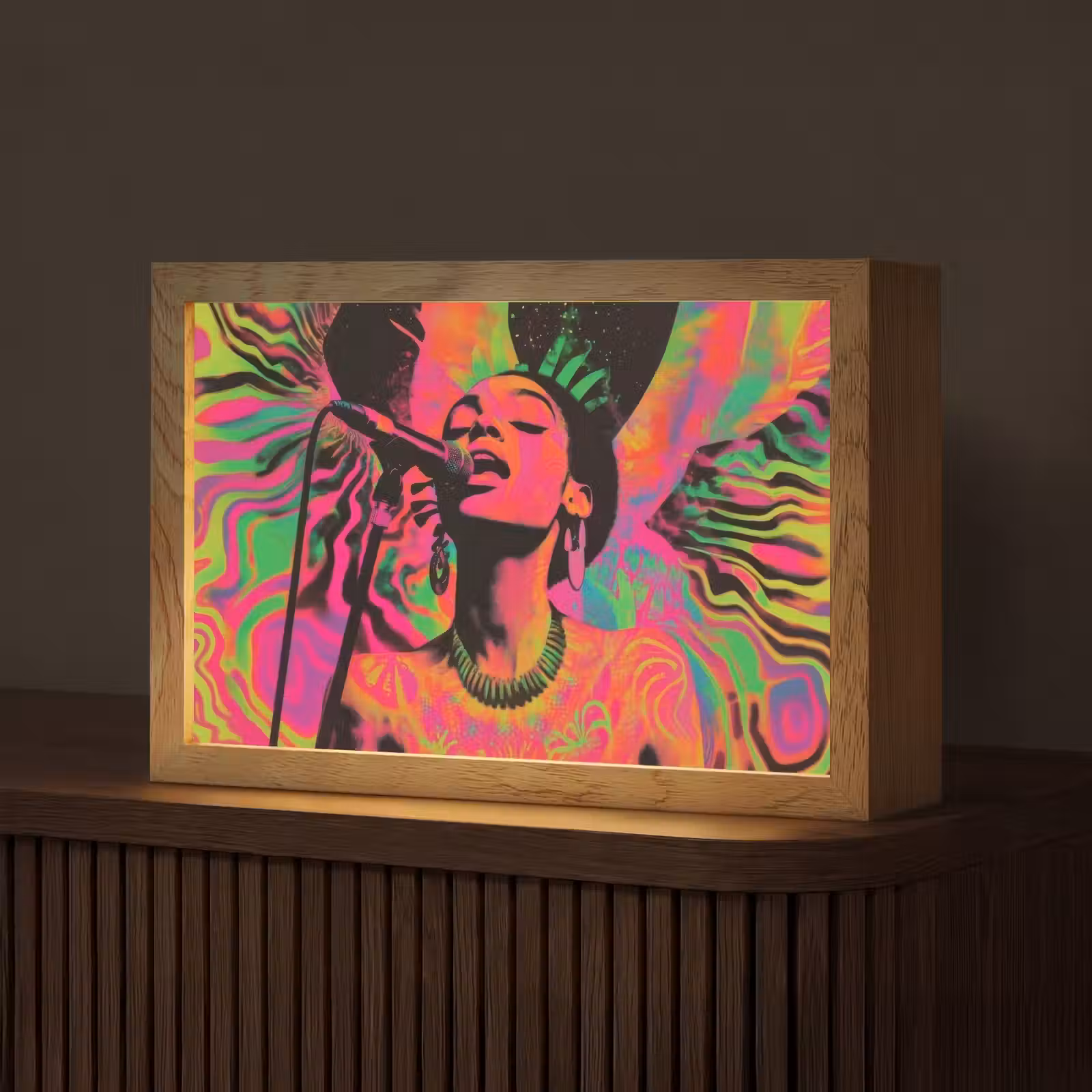 Tafellamp - Vrouw - Microfoon - Neon — 1