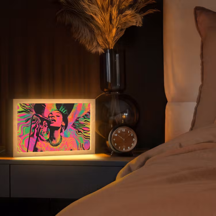 Tafellamp - Vrouw - Microfoon - Neon — 2