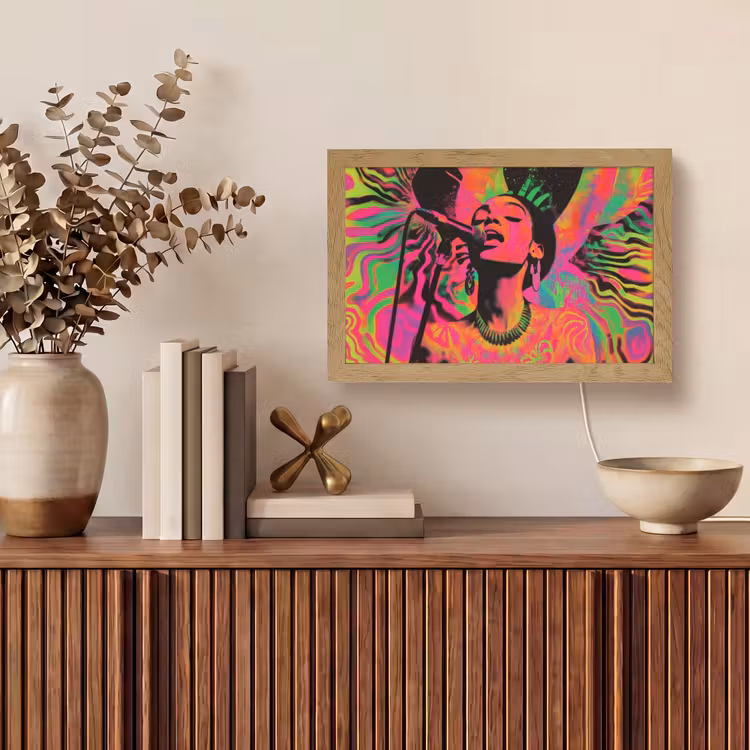Tafellamp - Vrouw - Microfoon - Neon — 3