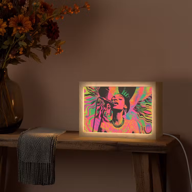 Tafellamp - Vrouw - Microfoon - Neon — 4
