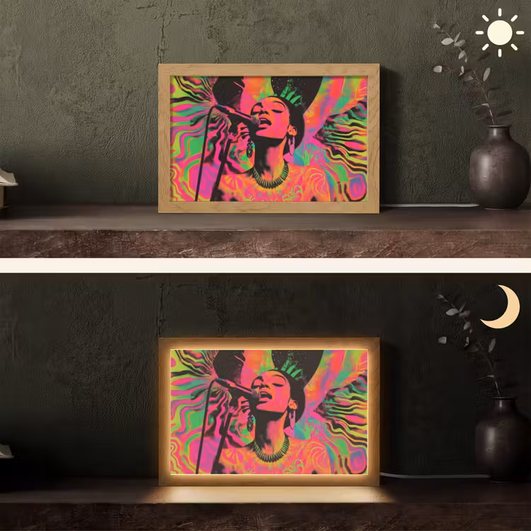 Tafellamp - Vrouw - Microfoon - Neon — 5