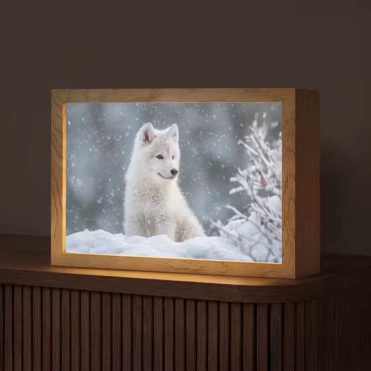 Tafellamp - Wolf - Pup - Sneeuw — 1