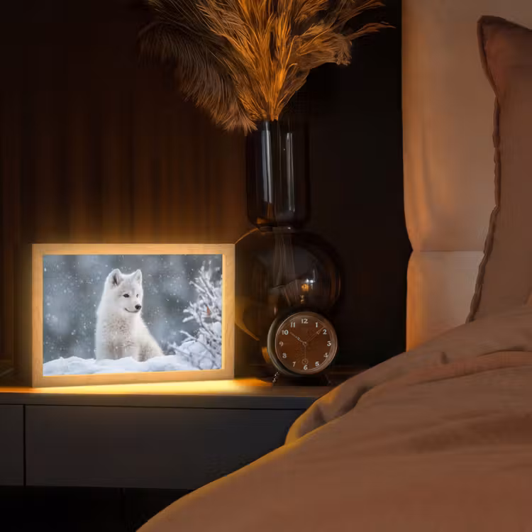 Tafellamp - Wolf - Pup - Sneeuw — 2